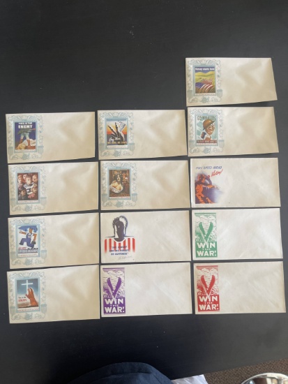 (13) WWII Patriotic-Propaganda Postal Envelopes