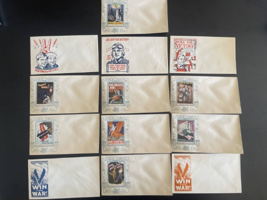 (13) WWII Patriotic-Propaganda Postal Envelopes
