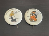 (2) 1930 s Just Kids Comics Safety Club Buttons / Pins