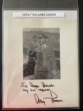 WWII German Ace Adolf Galland Signed Photo