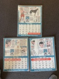 (3) 1953 Kentucky Club Tobacco Calendar Pages with Sport Cartoons