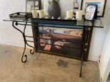 Decor Metal Frame Glass Top Table 48”W x 15.75”D x 29”H