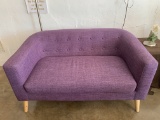 Noble House Home Furnishings Button Back Mid Century Fabric Modern Loveseat Muted Purple