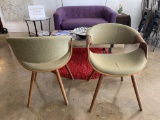 (2) Times the Money - LumiSource Decor Green Fabric Wood Frame Dining Chairs