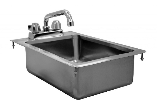 “New In Box” Serv-Ware DIS-1C1014-CWP 1comp. S/S Drop-In Sink w/Faucet 18"x12"x10" (Retails New $256