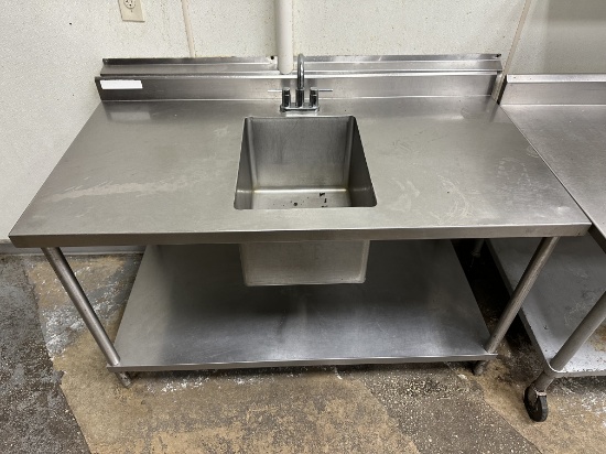 60"W x 30"D All Stainless Steel Work Table w/4" Backsplash w/Middle 1comp. Sink & Faucet