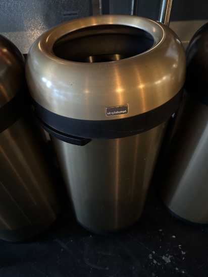 simplehuman CW1407 16 Gallon / 60 Liter Brushed Stainless Steel Gold Bullet Open Top Round Trash Can