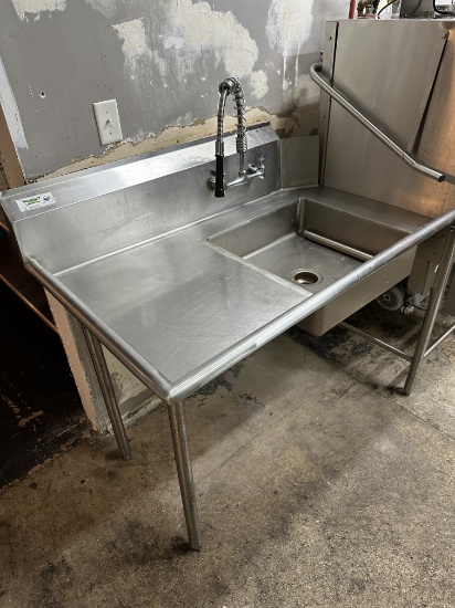 Regency 600DDT48 LFT 16 Gauge 48"W x 30"D S/S Leftside Soiled / Dirty Dish Table w/1comp. Sink w