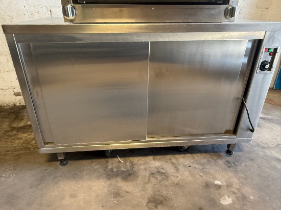 2 Door Stainless Steel Sliding Doors Heated Cabinet on Casters 57"W x 23.5"D x 36.5"H