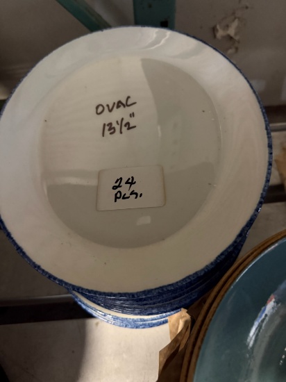 Steelite International Made in England 2022 13.5" Oval White Plates Blue Rim