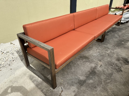 Wooden Sofa Benches w/Textile Cushions Used Outdoors 78.75"W w/6-Outdoor Cushions