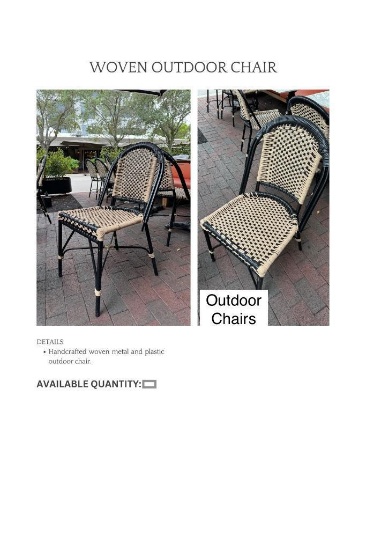 Handcrafted Woven Metal & Plastic Outdoor Chairs 18"Wx18"Dx34.5"H