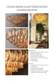 RH Chiara Smoke Glass Tiered Round Chandeliers 93cm diam. 44cm H ($10K+ ea New)