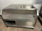 S/S 2comp. Back Bar Ice Bin w/Liquor Rails w/(2) Dr Storage 47.25