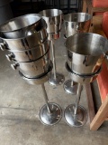 (7) Stainless Steel Champagne Buckets w (4) Stands