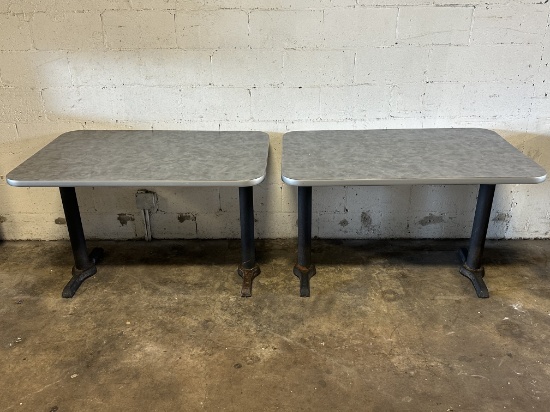 47.5” x 31.75” x 29.5”H 4 Person Dining Tables w/(2) Single Black Metal Bases