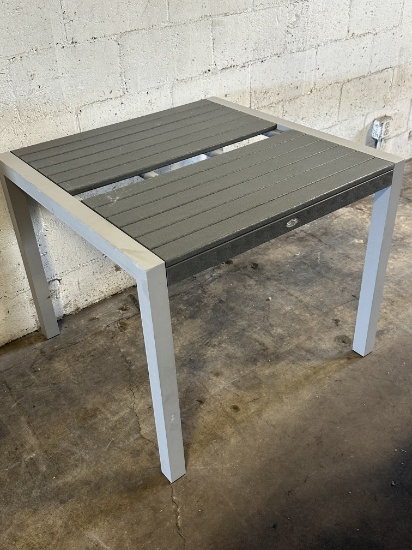 Polywood Outdoor Grey Table w/Grey Frame 35” x 35” x 29”H (missing one slat)