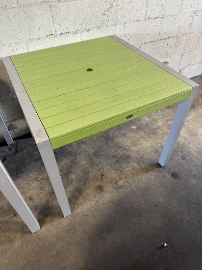Polywood Outdoor Green Tables w/Grey Frame 35” x 35” x 29”H