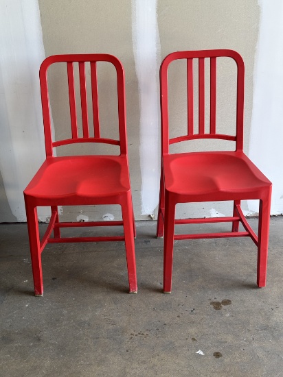 Emeco 111 Navy Chairs Red Plastic