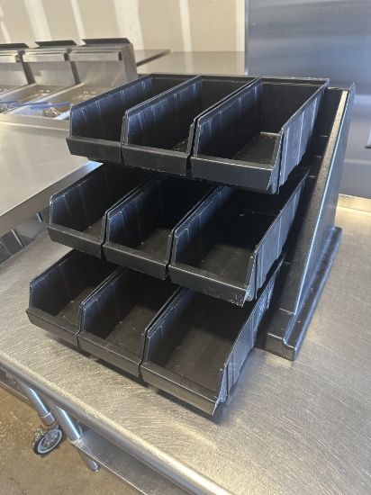 Cambro C/T Black Plastic 9comp. Storage Bin