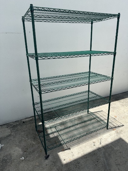 48”W Green Coated 5 Shelf Shelving Unit  48”W x 24”D x 74”H
