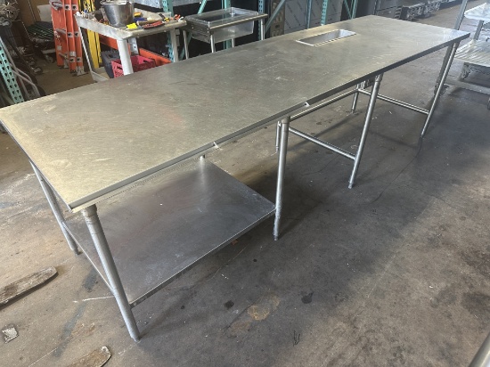 120”W x 34”D All Stainless Steel Work Table w/Undershelf & Open Base