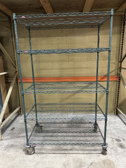Metro 48" x 24" x 80" 5 Shelf Green Epoxy Coated Wire Shelving Unit on Casters
