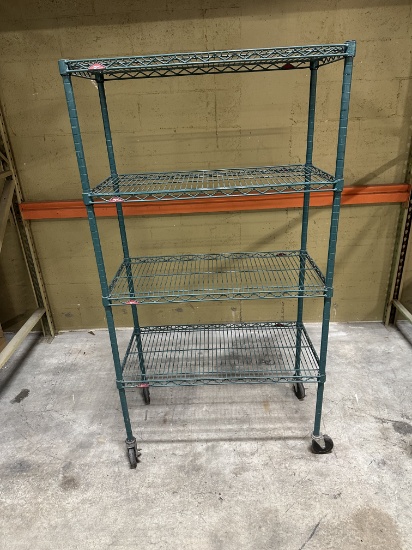 Metro 36" x 18" x 66.5" 4 Shelf Green Epoxy Coated Wire Shelving Unit on Casters