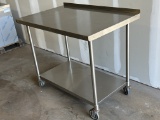 48”W x 30”D x 39.5”H All Stainless Steel Work Table w/1.5” Rear Splash on Casters