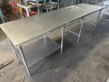 120”W x 34”D All Stainless Steel Work Table w/Undershelf & Open Base