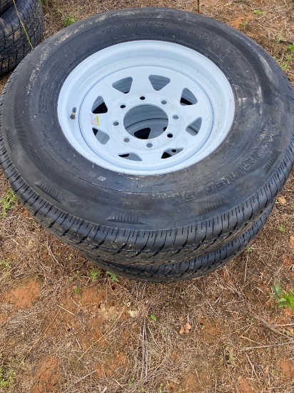 (UNUSED) QTY OF 2 ST235/80R16 Radial Trailer Tires/Wheels