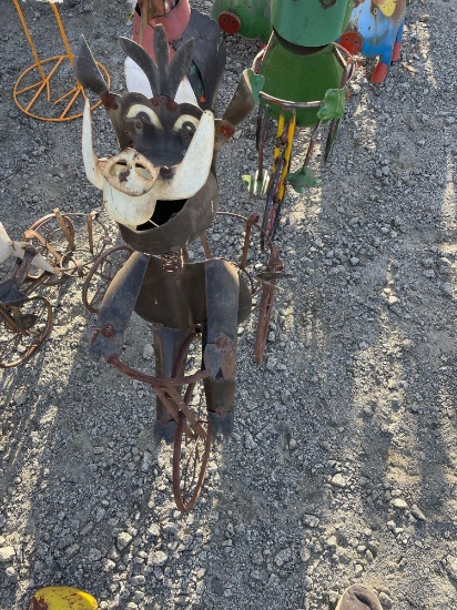 Rustic Medal Warthog Riding Tricycle Flower Pot