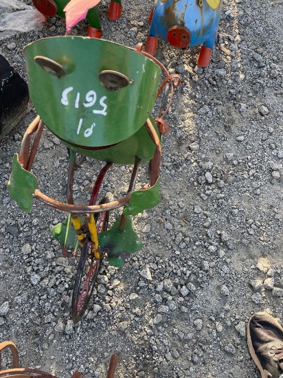 Rustic Medal Tricycle Riding Frog