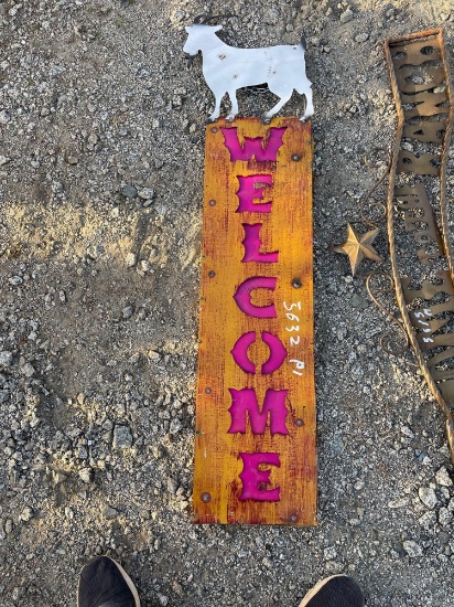Rustic Medal Goat Welcome Sign