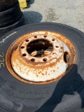 6 USED TRUCK TIRES WITH STEEL RIMS