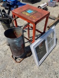 Sample Window, Oil Drain Bucket, And Stand