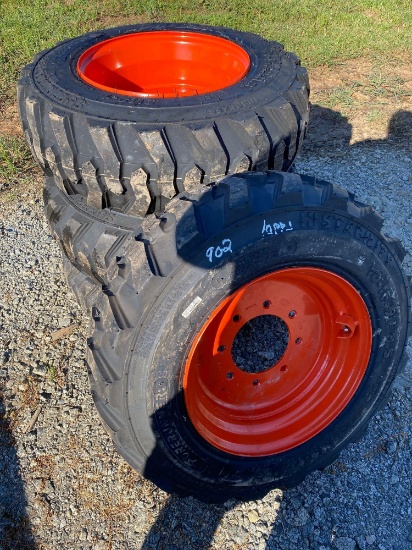 Set of 4 new 10-16.5 Forerunner Skid Steer Tires on Bobcat rims