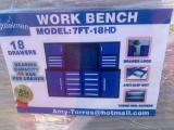Unused 2022 Steelman 7FT-18D 7 FT Work Bench with 18 Drawers - BLUE