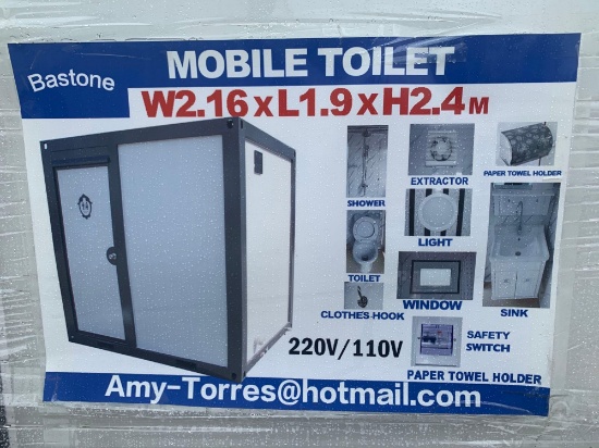 Unused Bastone 110V W2.16XL1.9XH2.4M Mobil Toilet with Shower