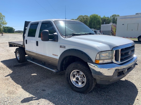 2003 FORD F250 LARIAT 4x4 CREW CAB FLATBED TRUCK