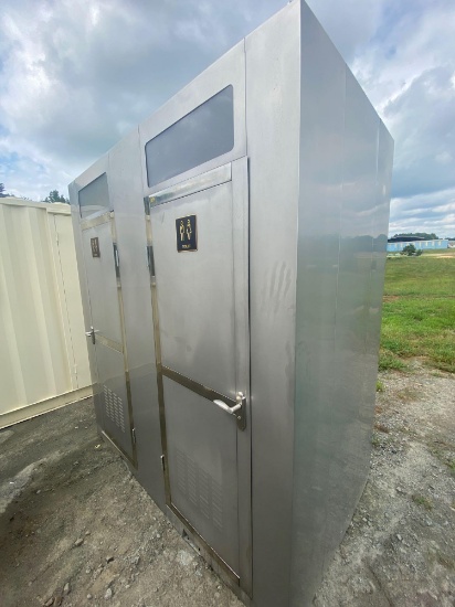 Double Stainless Steel Mobile Restrooms W/Exhaust Fan, Sink