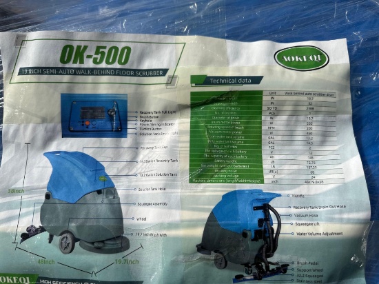UNUSED AOKEQI OK-500 HIGH EFFICIENCY WALK BEHIND SCRUBBER DRYER CLEANING MACHINE