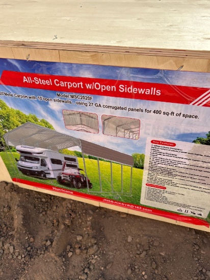 HURRICANE 20FT x 20FT ALL-STEEL CARPORT W/OPEN SIDEWALLS