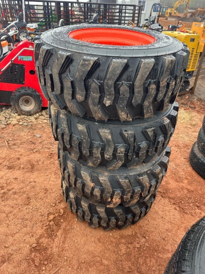 4 NEW 12-16.5 SKID STEER TIRES AND WHEELS