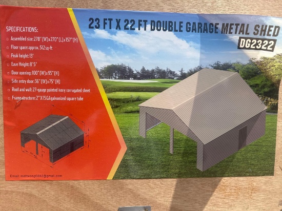 23FT X 22FT DOUBLE GARAGE METAL BARN SHED