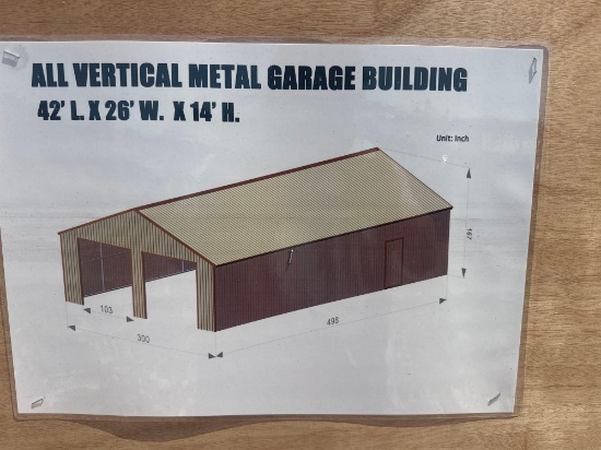 42FT X 26FT ALL VERTICAL METAL GARAGE BUILDING