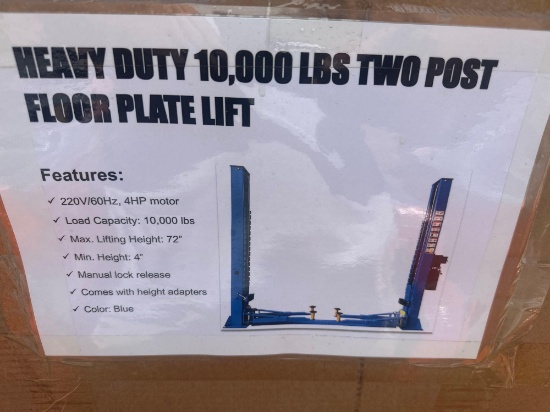 HEAVY DUTY 10,000 POUNDS TWO POST FLOOR PLATE LIFT