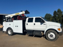 2013 FORD F-750 CREW CAB MECHANICS TRUCK WITH PALFINGER PSC 6229 CRANE