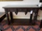 Hall Stand, antique, walnut finish, 3 drawers, ornate carvings, glass top, 4'4