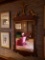 Mirror, Mahogany framed, gilt trim, French style